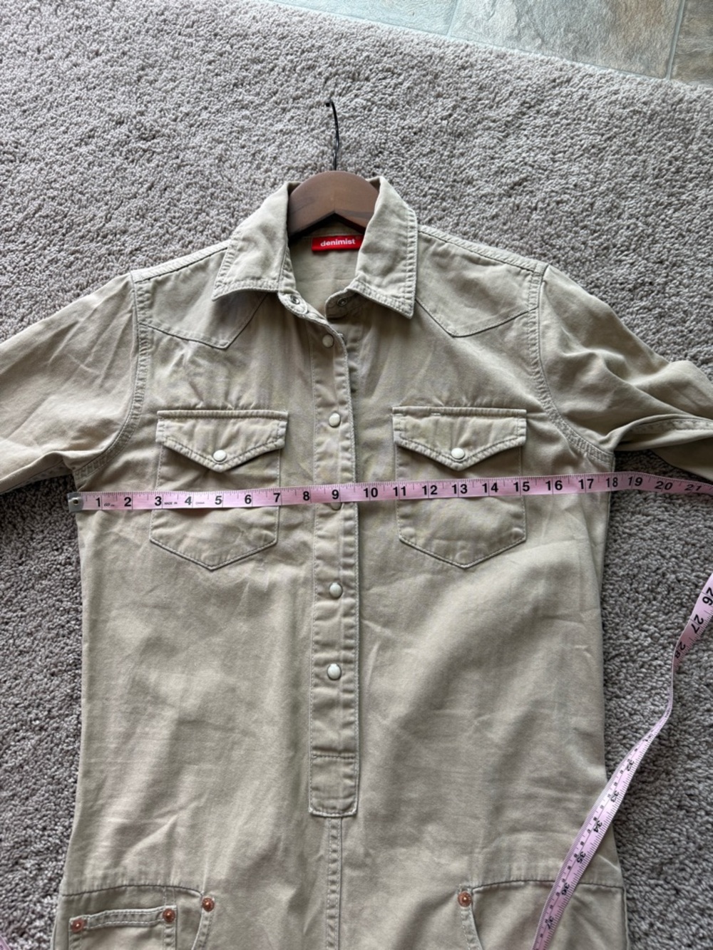 Denimst Cowboy Jumpsuit XS 100% cotton Workwear-Style Tan Utility Jumpsuit mexic - Picture 5 of 16